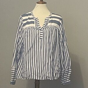 GAP 100% Cotton Blue & White Striped Blouse XL